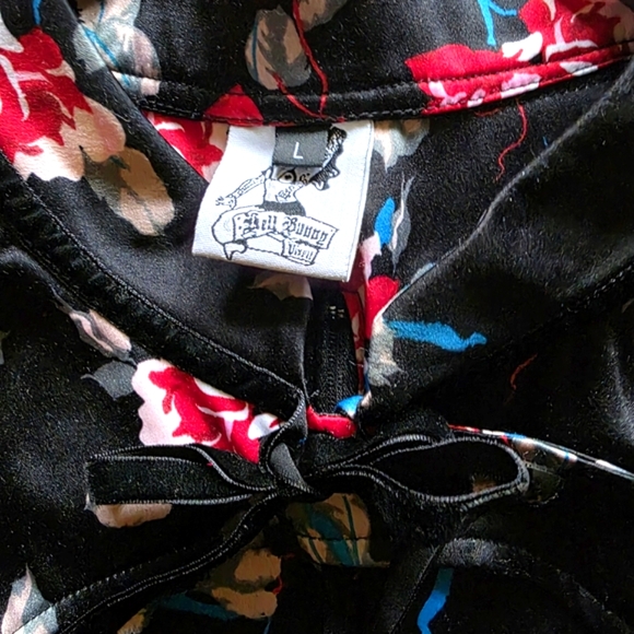 Hell Bunny PinUp Black and Red Floral Top L - Picture 4 of 9